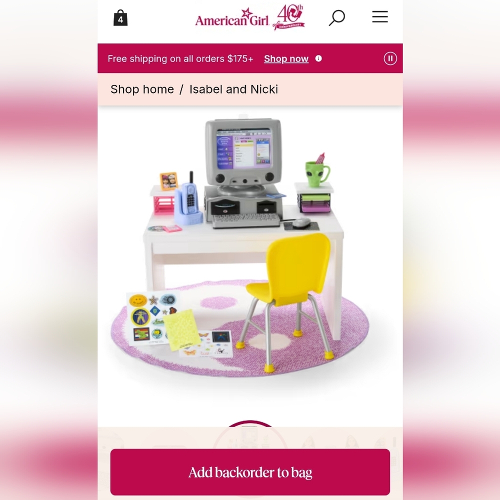 Isabel & Nicki's Computer Desk American Girl Doll
